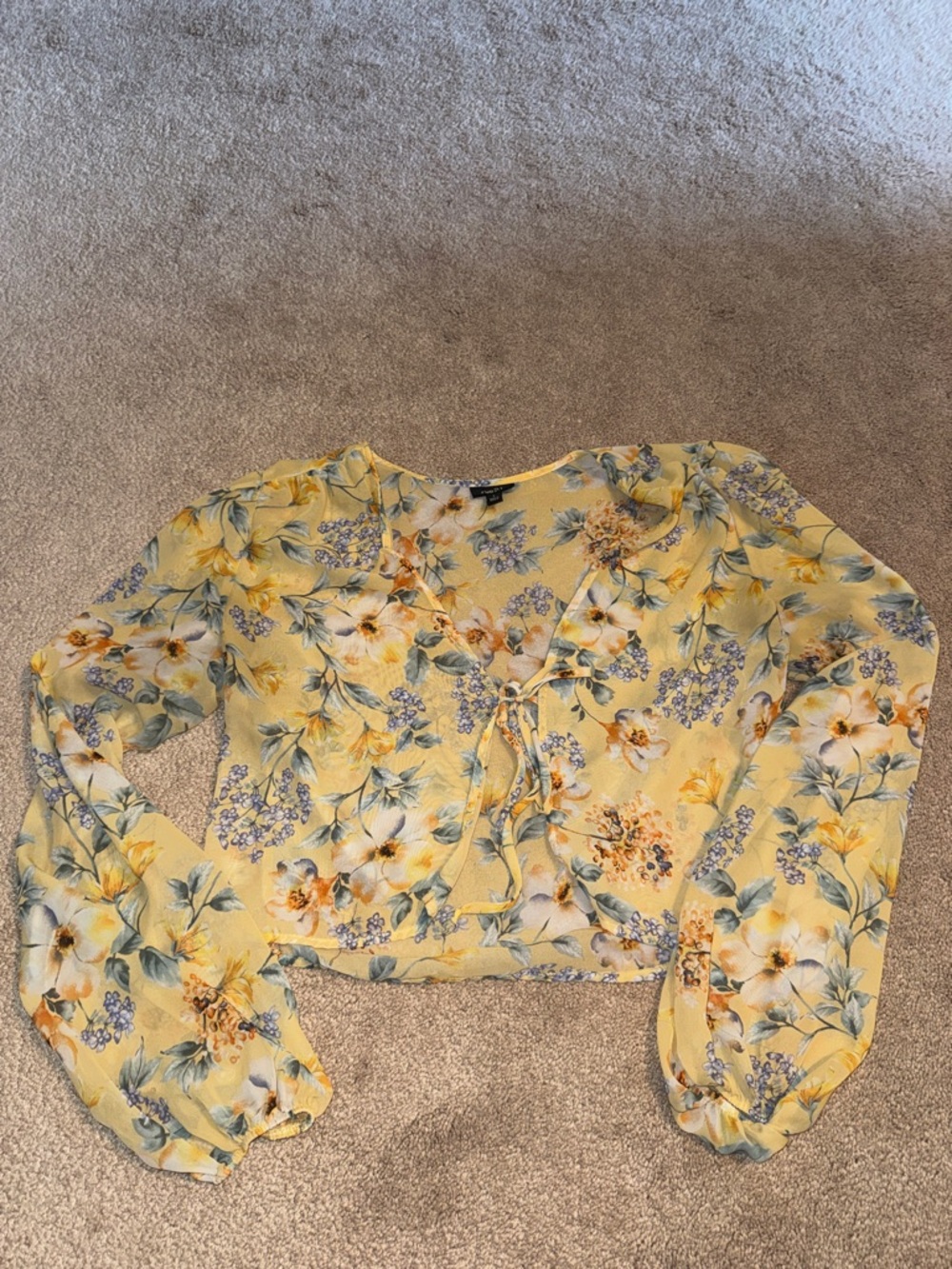 Rue21 Yellow Floral Tie-Front Blouse